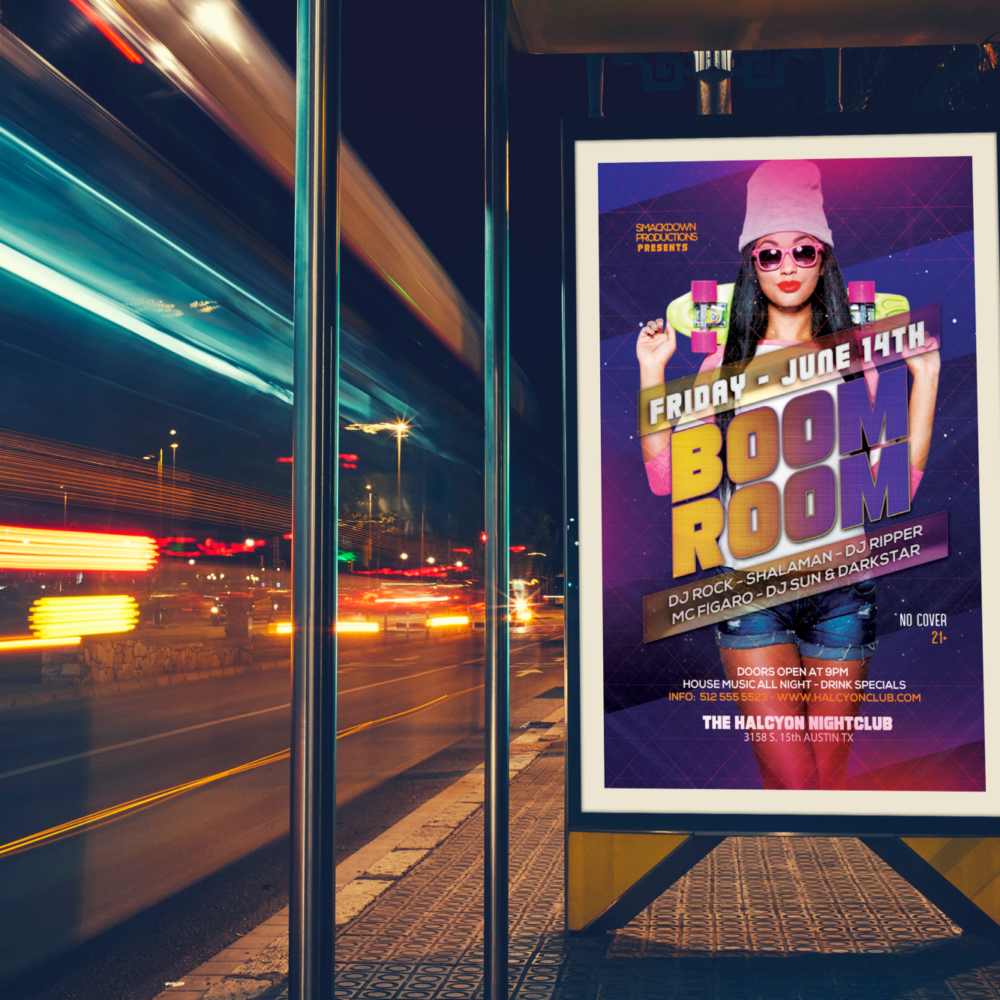 Free Roadside Outdoor Bus Stop Billboard MockUp For Advertisement